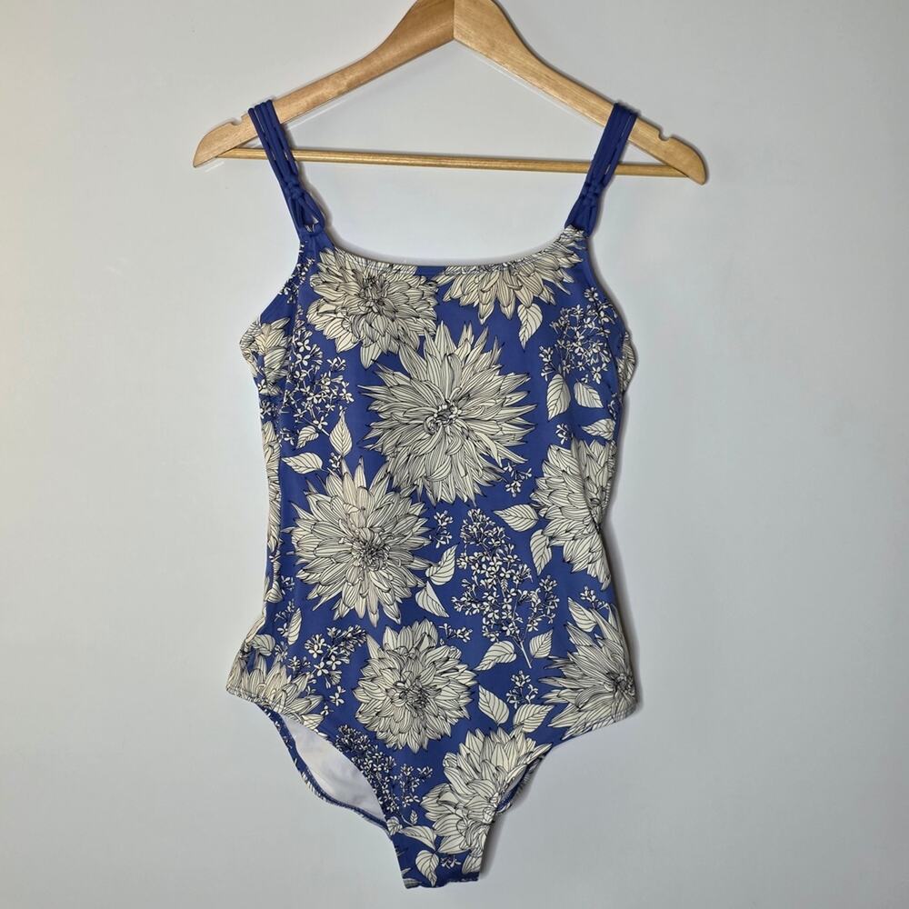 AMOENA Jersey One Piece Swimsuit - Denim Blue / White  Size 12B